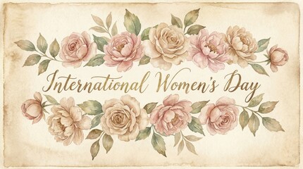 Classic floral border with roses and greenery on light background, timeless feminine design, celebration theme.