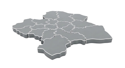 Fototapeta premium 3D Isometric Map of Divided Territories
