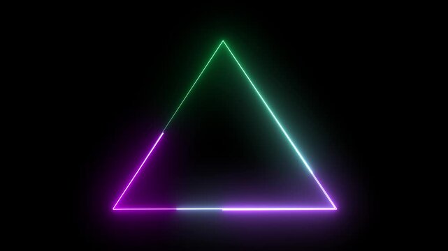 Animated futuristic triangle Frame background with glowing green and pink lights