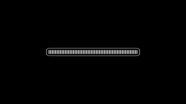 White progress bar loading animation on black background, representing system update or data.