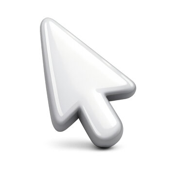 Picto pointeur ordinateur 3D blanc &agrave; bords arrondis &ndash; Ic&ocirc;ne curseur moderne