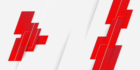 Abstract red and white banner design vector, dynamic sporty horizontal background template for media promotion or web banner