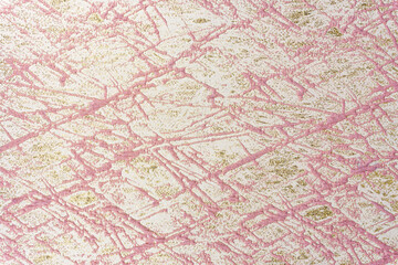 Fototapeta premium Cream fabric with dusty rose chaotic lines and gold dust