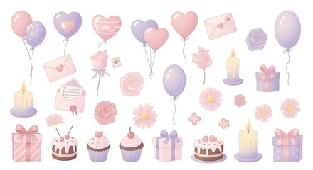 Fototapeta premium Valentines day elements illustration