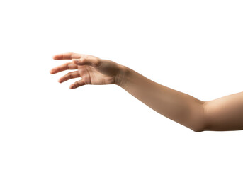 Outstretched hand reaching forward isolated on transparent background