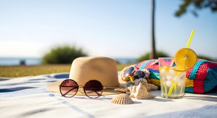 Summer picnic accessories on a sunny day