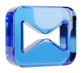 3D Blue Glass Hourglass Icon, Glossy Time Symbol, Modern Wait Element, Crystal Sandglass Sign, High Quality Render, Schedule Design, Countdown Graphic