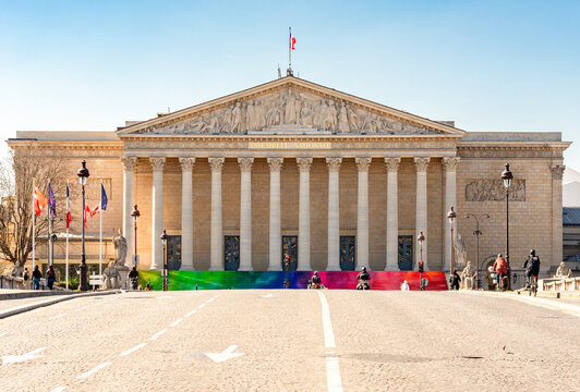 National assembly - lower house of French parliament in Bourbon palace, Paris, France
