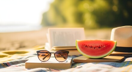 Watermelon slice picnic accessories outdoors