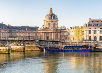 Fototapeta premium Institute of France and Pont des Arts bridge over Seine river, Paris, France