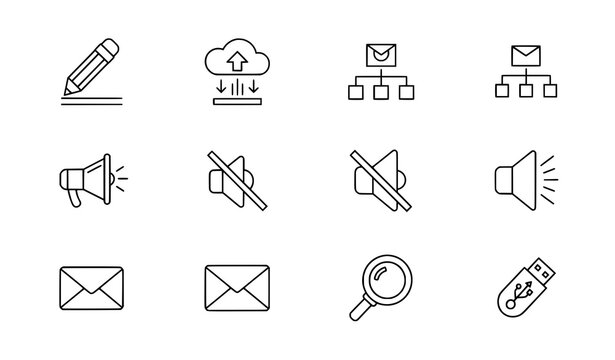 Minimal Communication Interface Symbols Linear Vector Icons