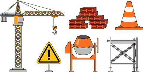 Construction site equipment and safety gear for industrial projects