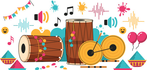Vibrant Indian drums and festive decorations for cultural celebration