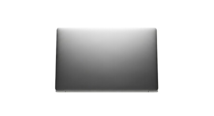 Closed silver laptop computer from top view, isolated on white background