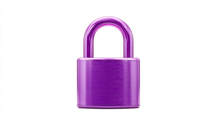 Purple lock icon with smooth glossy design and modern security symbol style displayed in a clean minimal studio scene