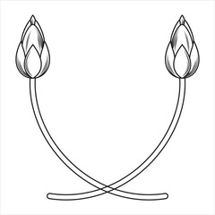  lotus bud line art frame Vector