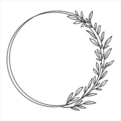 Elegant leafy circle frame outline Vector
