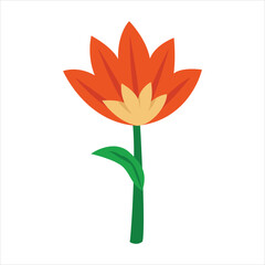 Vibrant orange flower flat design illustration with green stem Vector