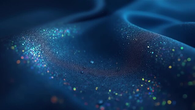 Sparkling Blue Fabric with Glittering Sequins