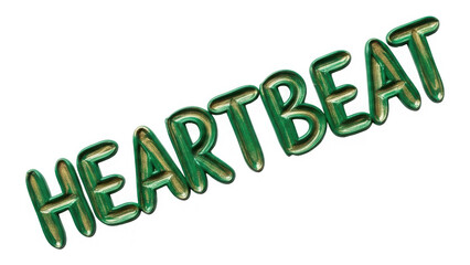 Green heartbeat text with shiny effect isolated on transparent background