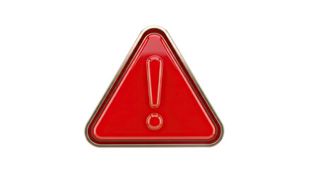 3D Red Warning Sign with Exclamation Mark