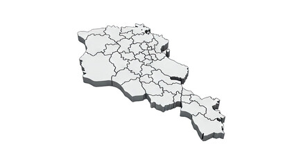 3D map of Armenia with administrative divisions