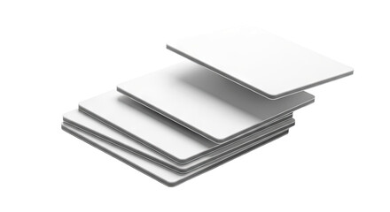 Stack of White Cards with Silver Edges on White Background