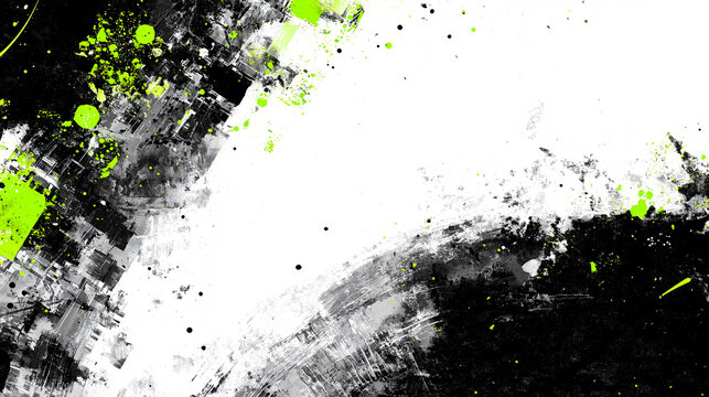 ネオングリーンが映えるグランジ抽象背景