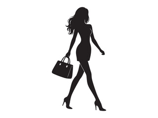 Woman Walking with Handbag Silhouette
Elegant Female Fashion Silhouette
Stylish Woman Shopping Silhouette