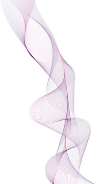 A delicate and ethereal abstract wisp of light purple smoke gracefully flowing  on transparent background.