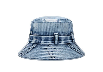 Blue Denim Bucket Hat with Buckle.
