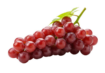 Bunch of Fresh Red Grapes with Leaves.