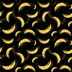 Banana pattern design featuring watercolor fruit in a seamless wrap for various uses © Yuliia Kostenko