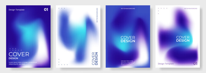 Blue and white abstract modern poster or vertical background vector set. A4 resolution holographic gradient cover design for brochure, book, flyer, poster, banner, annual report presentation.