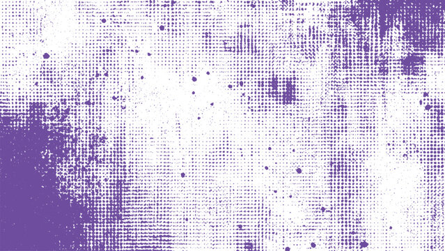 Purple grunge texture with white background and halftone dots pattern