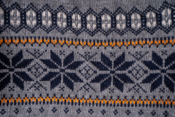 Nordic Knit Pattern Background. Texture Christmas sweater.