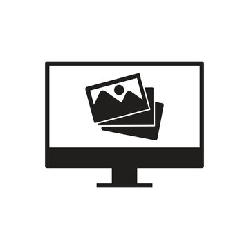 Photos stack monitor solid icon black