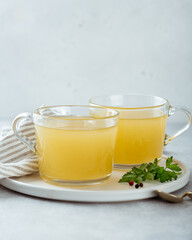 bone broth in a glass 