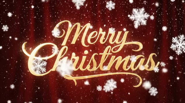 Merry Christmas golden text on red background
