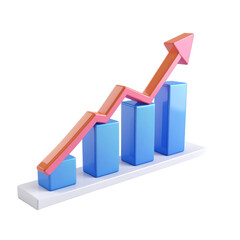 3D Graph Showing Increasing Trend with Arrow.