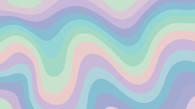 Pastel wavy lines abstract background in soft retro colors