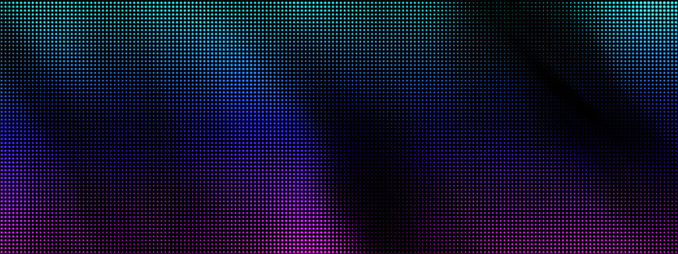 Texture screen led with tv rgb dot and lcd crt pixel. Light projector purple with closeup bulb blue and panel visual wall. Macro smd background with grid video close and layout effect abstract.