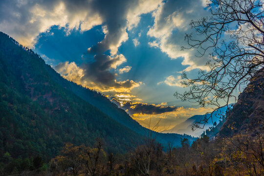 Sunset in Mountains in Kasol, Sunset in Kasol