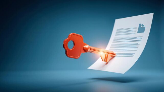 Red Orange Golden Key Unlock Document Solution For Business Success And Security