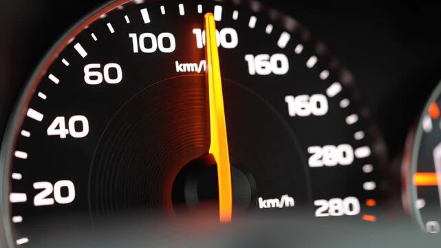 Car speedometer showing high speed