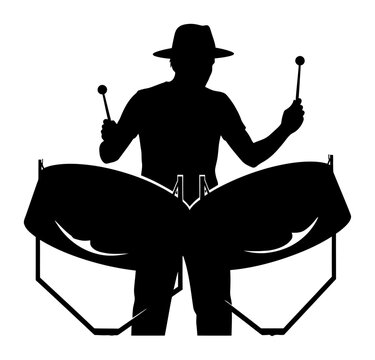 Steel Drum Silhouette - Caribbean Music Vector