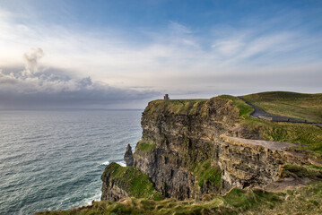 The Cliffs of Moher at the southwestern edge of the Burren region in Ireland.	
