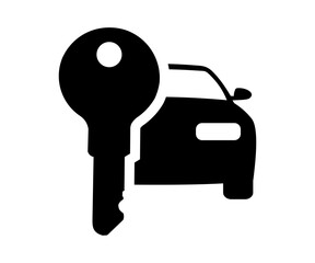 Car with key, vehicle ownership, transportation symbo illustration on transparent background. 
