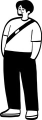 cartoon illustration of a man standing.