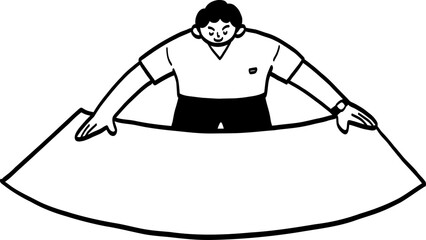 cartoon illustration of a man with big label.